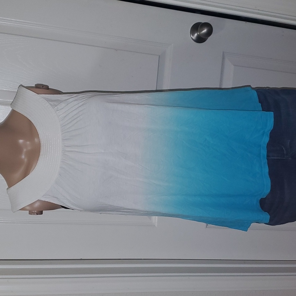 Express s flowy rwhite fades to blue ombre acerback